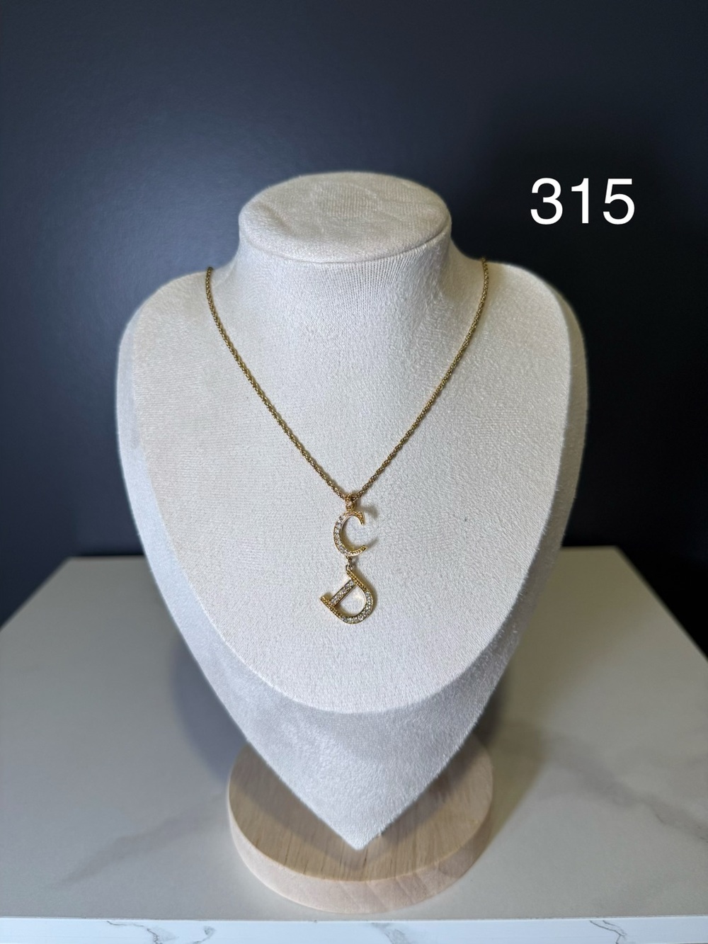 Dior Gold-Tone C & D Letter Pendant Necklace - Women Jewelry